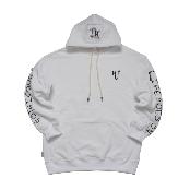 Three-layer fabric White LETTERING HOODIE  that is less dented and deformed for men and women